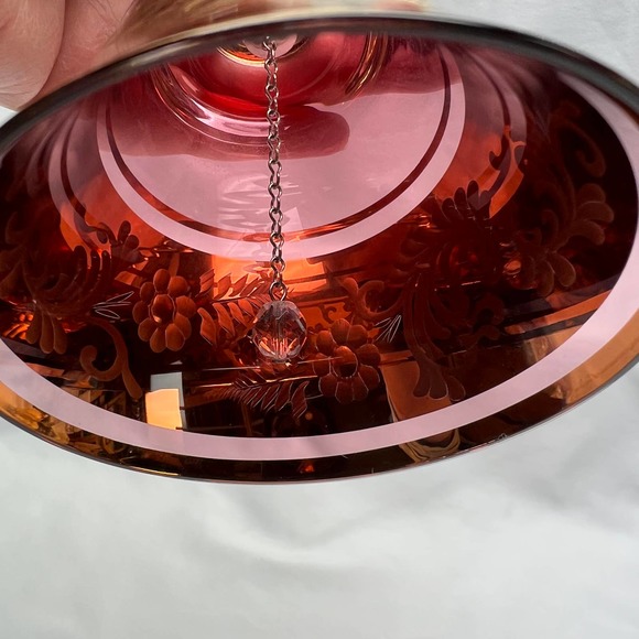 Bohemia Crystalex Bell Hand Made In Czech Republic Purple Glass Gold Accents 6" - Picture 4 of 7